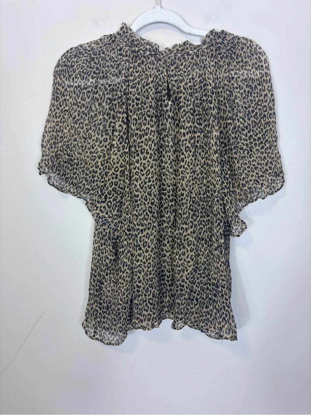 J. Crew Leopard Print Ruffle Neck Blouse in Tan and Black 3X